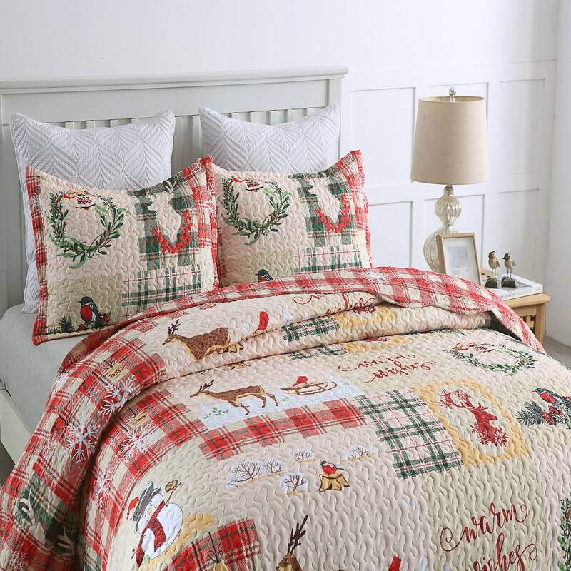 MarCielo Christmas Quilt Set Bedspread Set B021