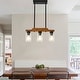 preview thumbnail 30 of 67, Farmhouse Linear Chandelier Rustic Wood Kitchen Island Lighting Dining Room Pendant Light Fixture with Seeded Glass Shade