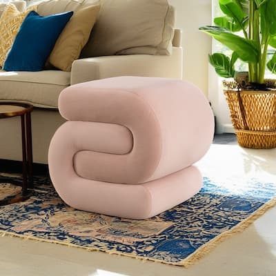 GDFStudio - Allison S-Shape Ottoman Makeup Stool for Chic Spaces
