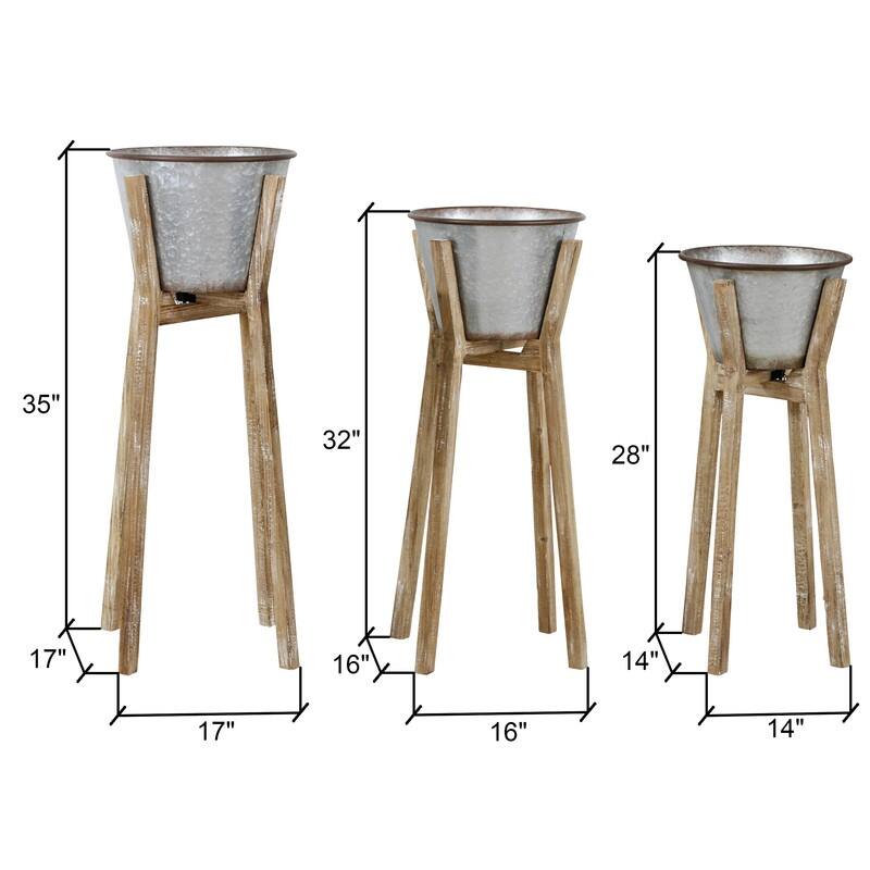 Hayes Modern Rustic Planters (Set of 3) - 35"h x 17"w / 32"h x 16"w / 28"h x 14"w