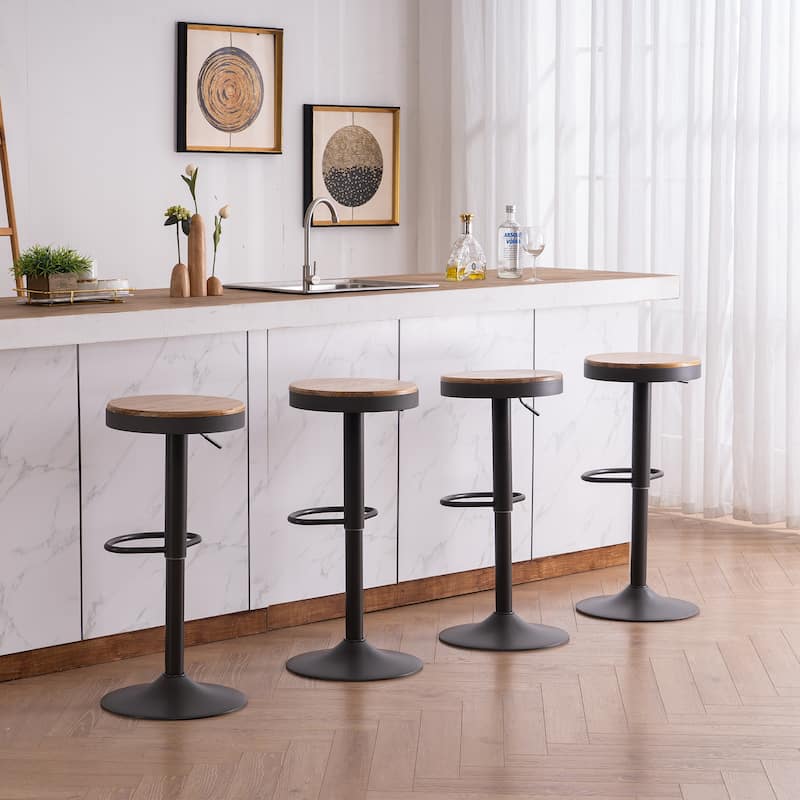 Adjustable Swivel Bar Chairs Backless Round Barstools Set of 2