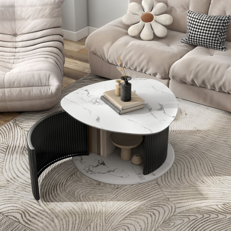 Furniture of America Astra Modern 3-Piece Black Triangle Storage Coffee Table Set