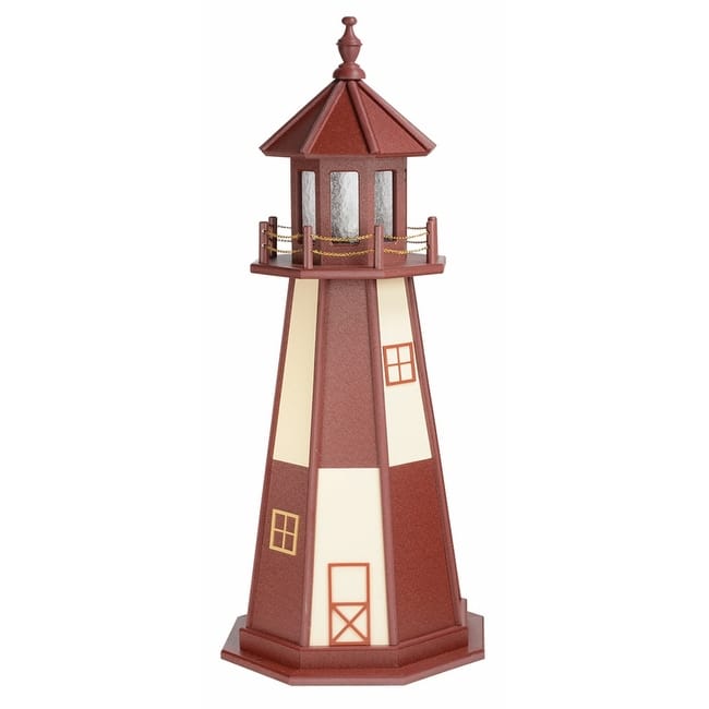 Cape Henry Cherrywood and Ivory Poly Lighthouse - Dawn to Dusk Light - 4 Foot