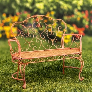 "Esme" Iron Garden Bench with Heart Design - 45.7X21.65X39