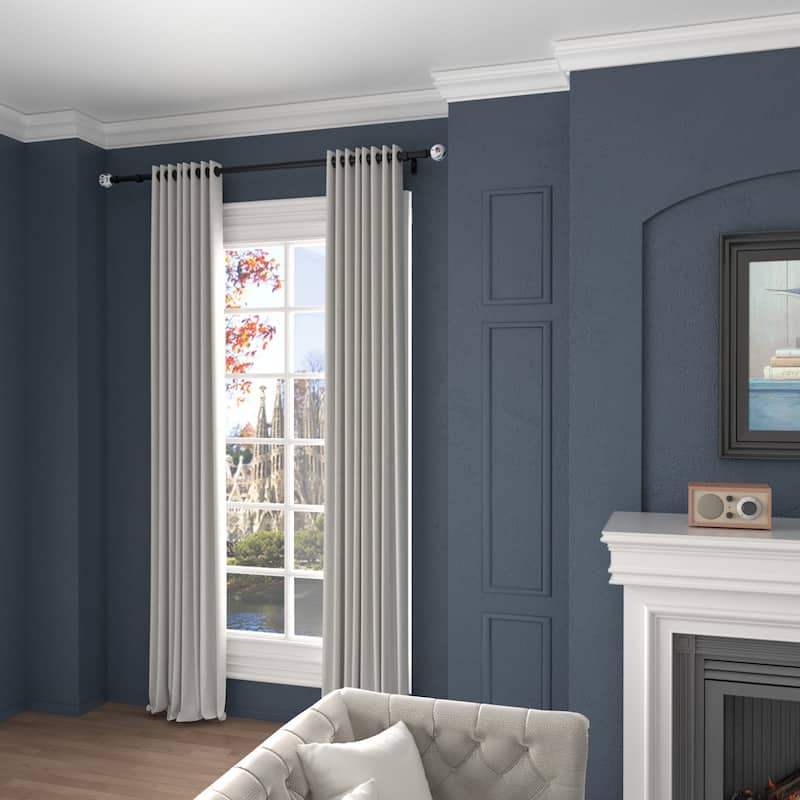 Acroma Adjustable Steel Single Curtain Rod with White Globe Ball Finial