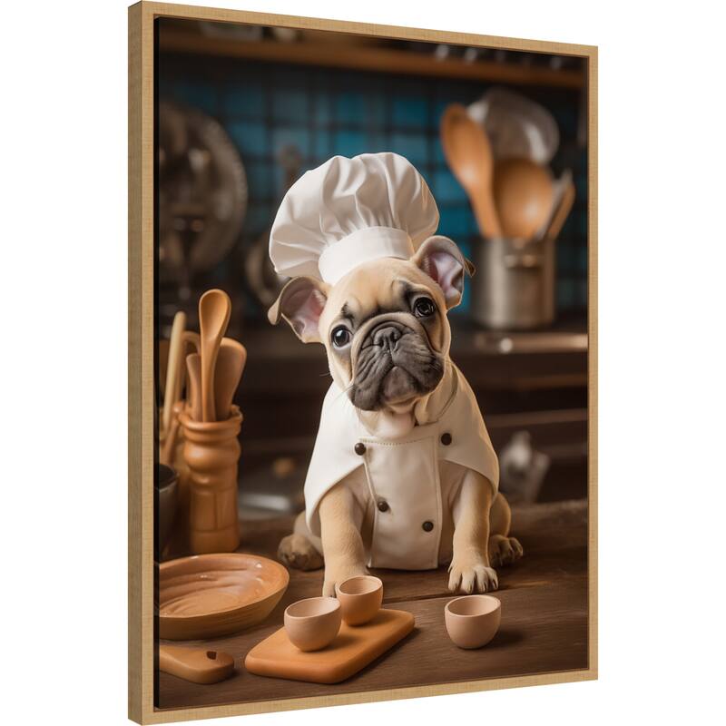 French Bulldog Puppy Chef by Andreas Magnusson Framed Canvas Wall Art