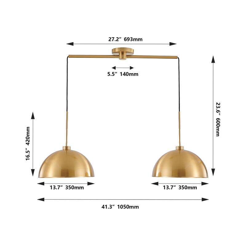 41" Industrial Modern Double Pendant Light - Adjustable Ceiling Hanging Lamp (No Bulbs)