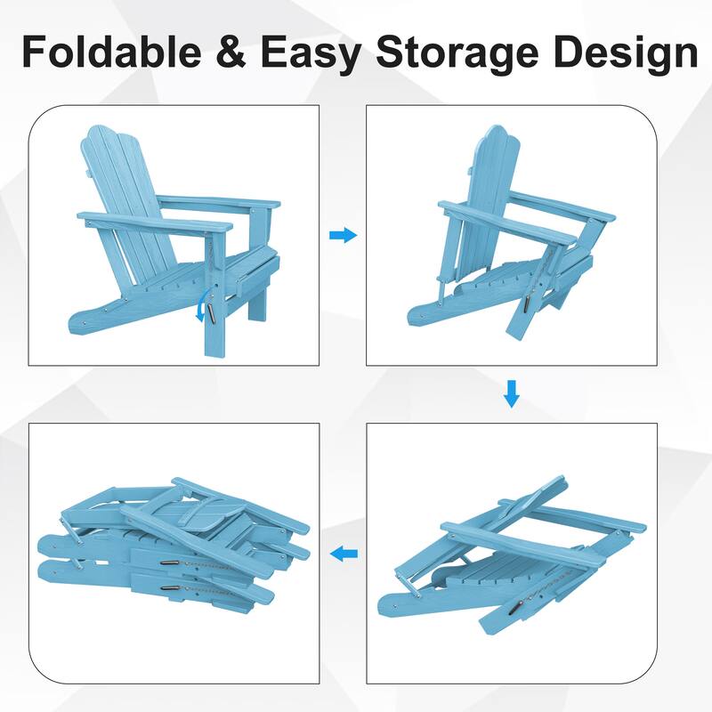 Plastic Folding Outdoor Patio Adirondack Chair With Slat Seat