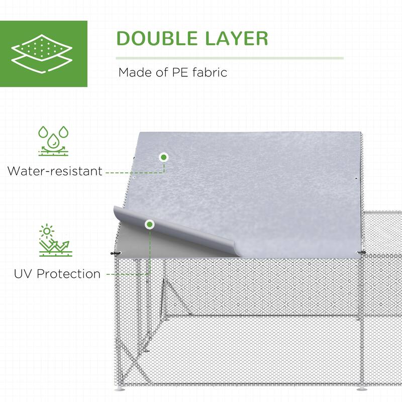PawHut Large Chicken Coop Metal Chicken Run for Chickens with Waterproof and Anti-UV Cover