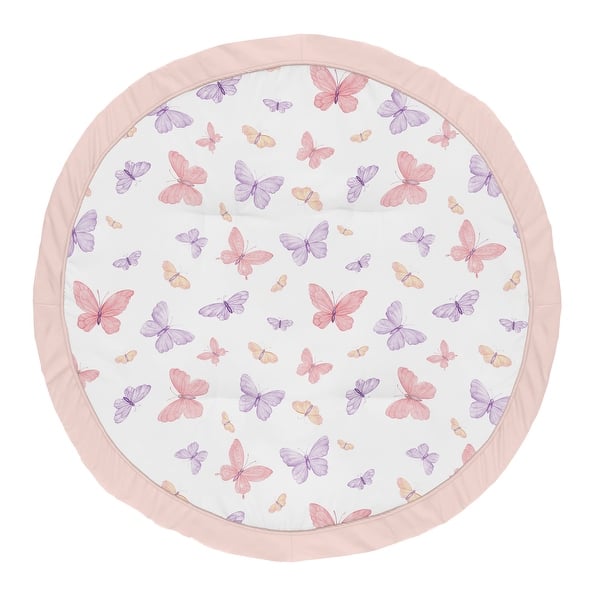 slide 2 of 5, Sweet Jojo Designs Pink and Purple Shabby Chic Butterfly Girl Baby Tummy Time Playmat - Colorful Butterflies Pastel Watercolor