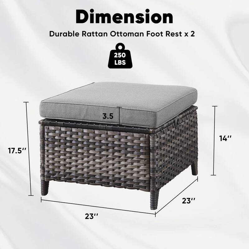 2 Wicker Ottomans Multipurpose Outdoor Footrest