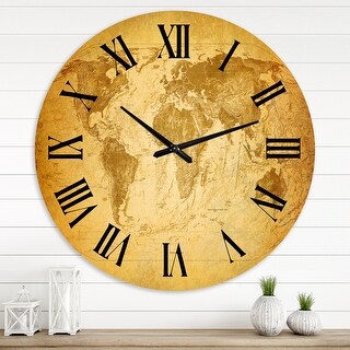 Designart 'Ancient Map of The World X' Vintage wall clock - Bed Bath ...