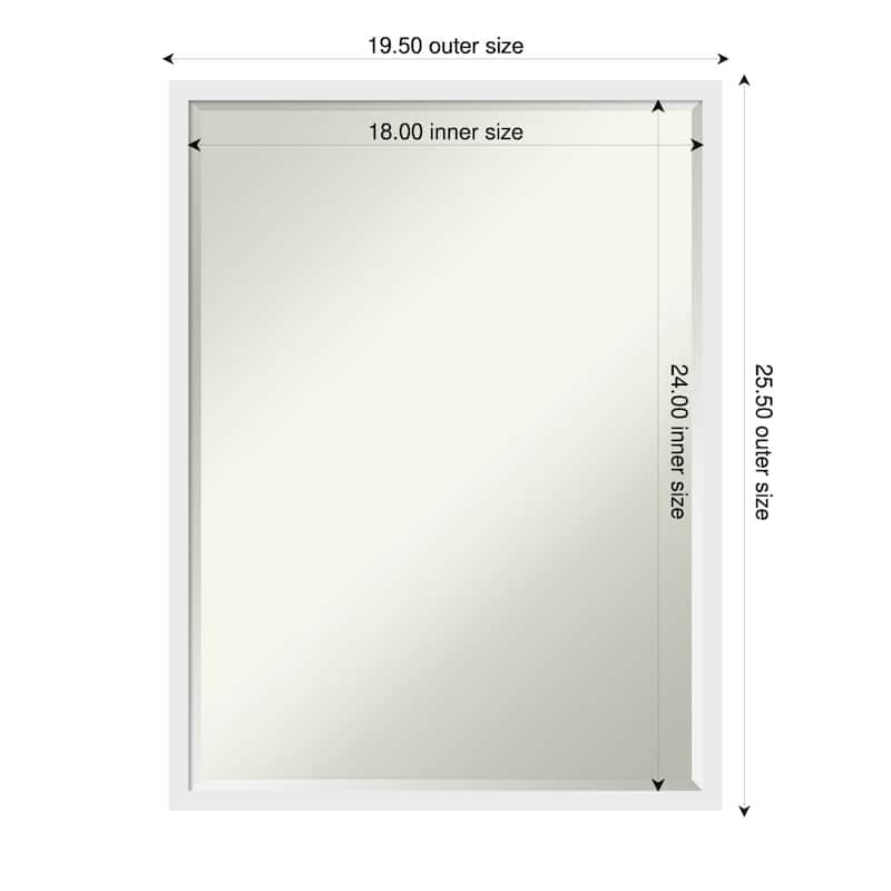 Incline Half-Inch-Bevel Wood Framed Wall Mirror - 20 x 26 in - Incline White