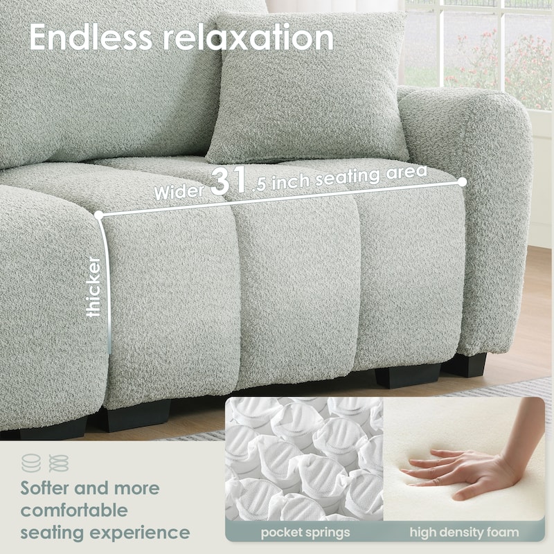 110 inch Modular L-Shaped Sectional Sofa with Moveable Ottoman and Wide Seating for Living Room