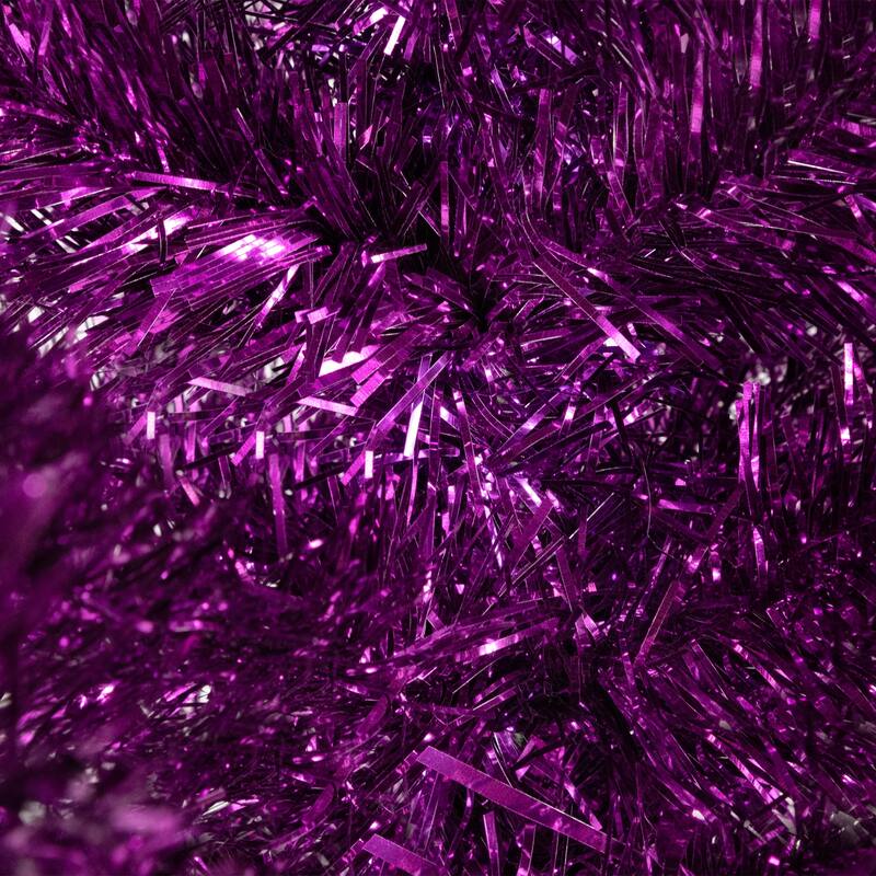 Artificial Tinsel Christmas Tree - 7' - Purple - Unlit - 7 Foot