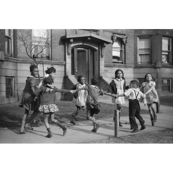 Shop African American Children Playing On The Sidewalk In Chicago