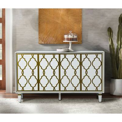 Caroline 61'' Modern Glam Multifunctional Sideboard with Solid Wood Legs by HULALA HOME