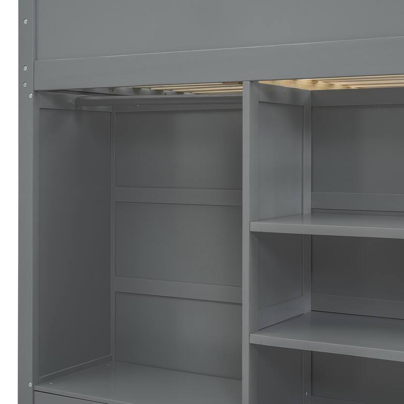 Multi-Functional Full Size Loft Bed with Built-In Desk, Wardrobe, and Ample Storage for Bedrooms