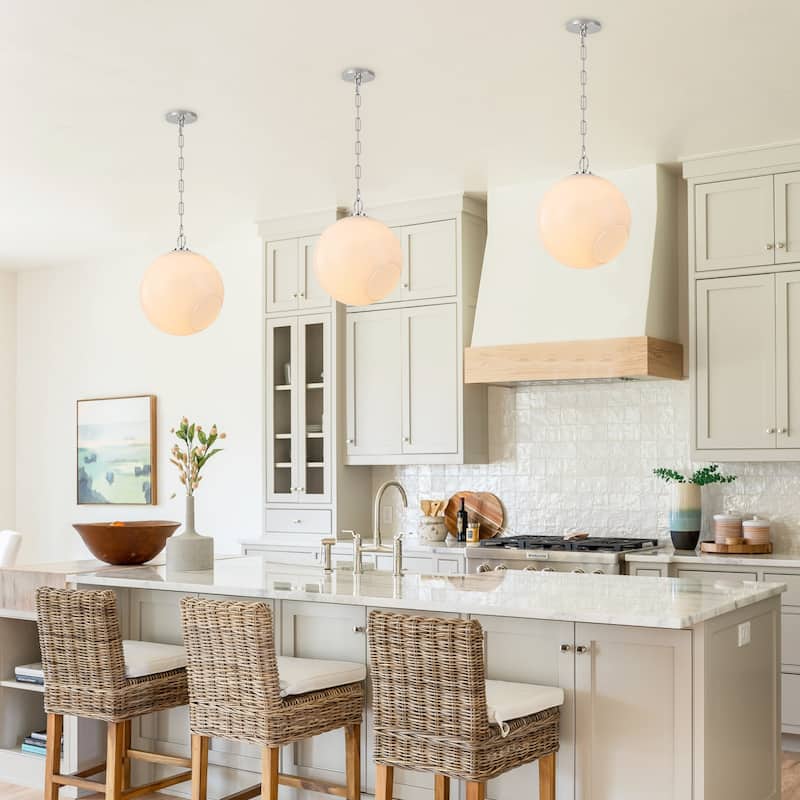 Modern White Bubble Glass Globe Pendant Light with Side Opening