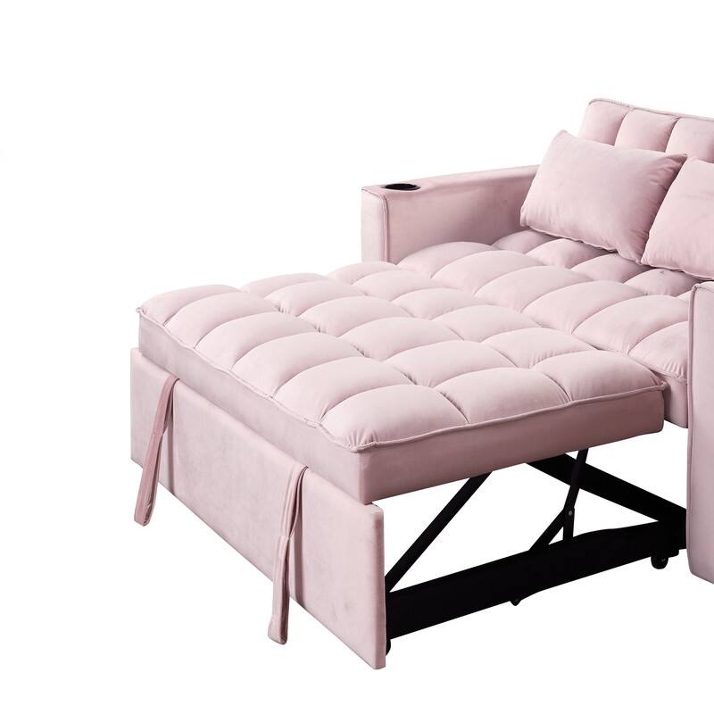 4-1 Multi-Functional Sofa Bed, 55.3" Sleeper Sofa Bed with Cup Holder & USB Port, Convertible Sleeper Couch Bed for Living Room