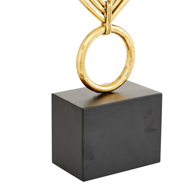 CosmoLiving by Cosmopolitan Gold Metal Abstract Decorative Sculpture with Black Base - 8 x 4 x 24