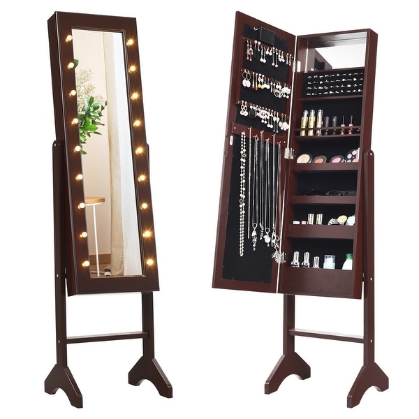 Shop Costway Mirrored Jewelry Cabinet Armoire Organizer ...
