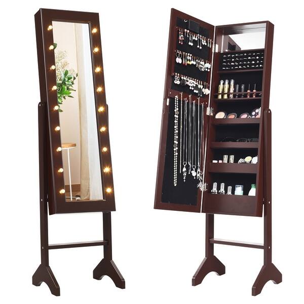 Shop Costway Mirrored Jewelry Cabinet Armoire Organizer Free