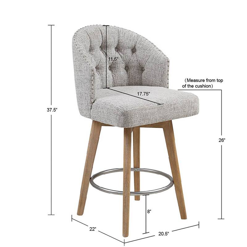 Madison Park Boyle Upholstered 360 Degree Swivel Counter Stool 26" H