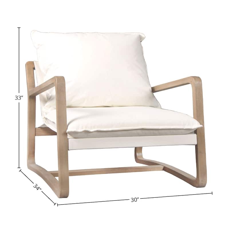 Axel Modern Cotton Upholstered Lounge Occasional Chair, Natural Oak and Cream