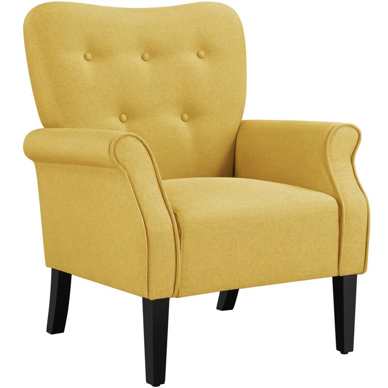 Yaheetech Modern Polyester Fabrics Upholstered Accent Chair Single Sofa for Living Room - Yellow