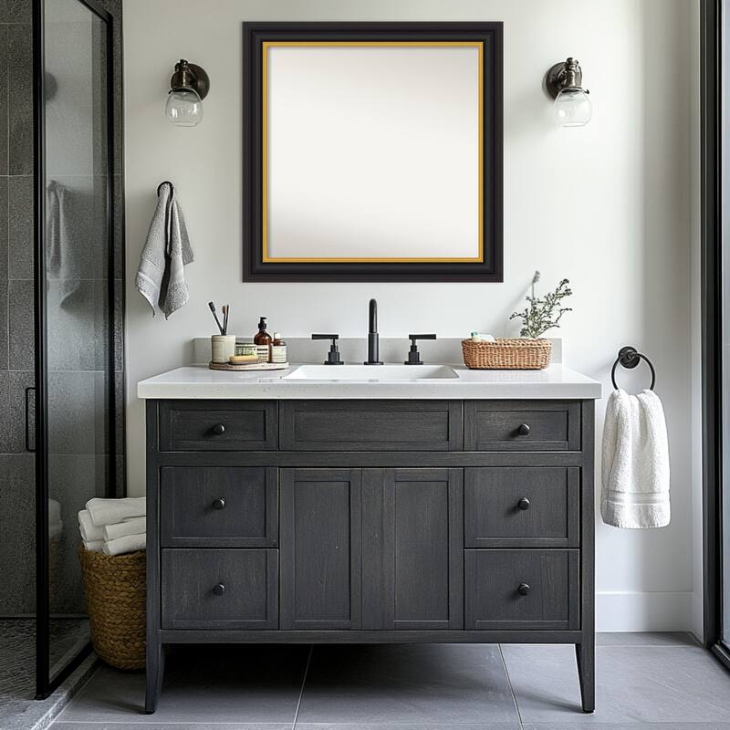 Sierra Non-Beveled Wood Framed Bathroom Vanity Wall Mirror