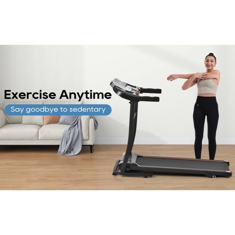 Home Folding Treadmill wPulse Sensor, 2.5 HP Quiet Brushless Motor, Walking Jogging Machine w/3 Level Incline 12 Preset Programs