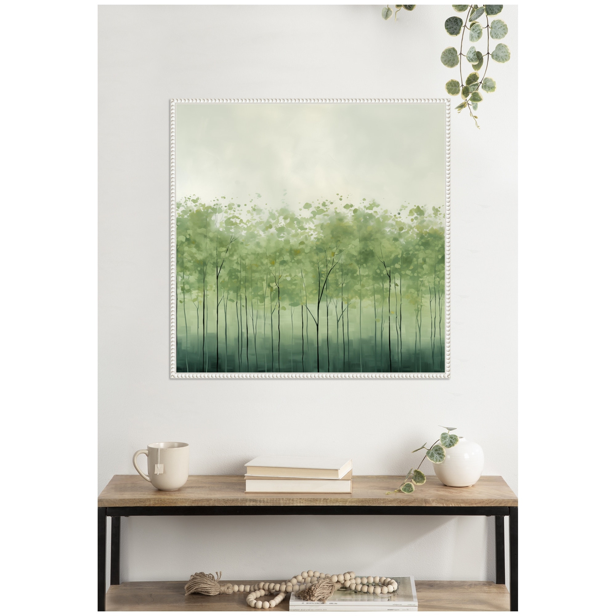 Kate and Laurel Abstract Green Trees by The Creative Bunch Studio Framed Canvas Wall Art Print