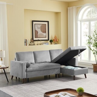 Reversible Pull Out Sleeper Sectional Sofa with Storage Chaise - Bed ...