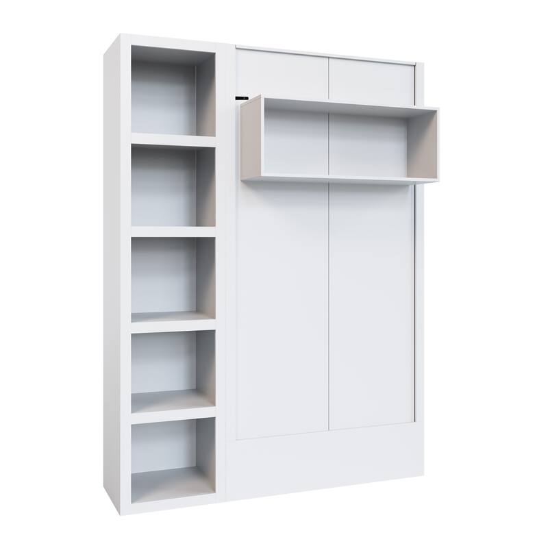 Easy-Lift Twin Murphy Wall Bed in with Bookshelf