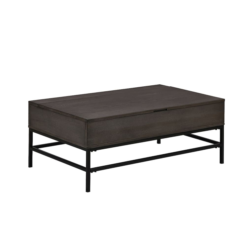 MDF Lift Top Coffee Table with Metal Base in Espresso and Black