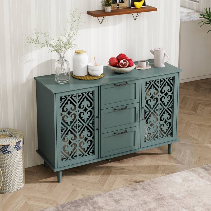 2 Door 3 Drawer Cabinet - Dark Green