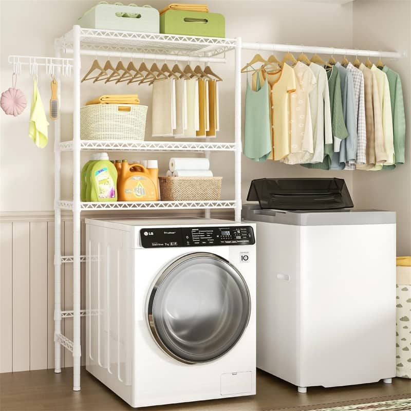 Over Washer and Dryer Storage Shelf - 13.4"D x 77.9"W x 77.5"H