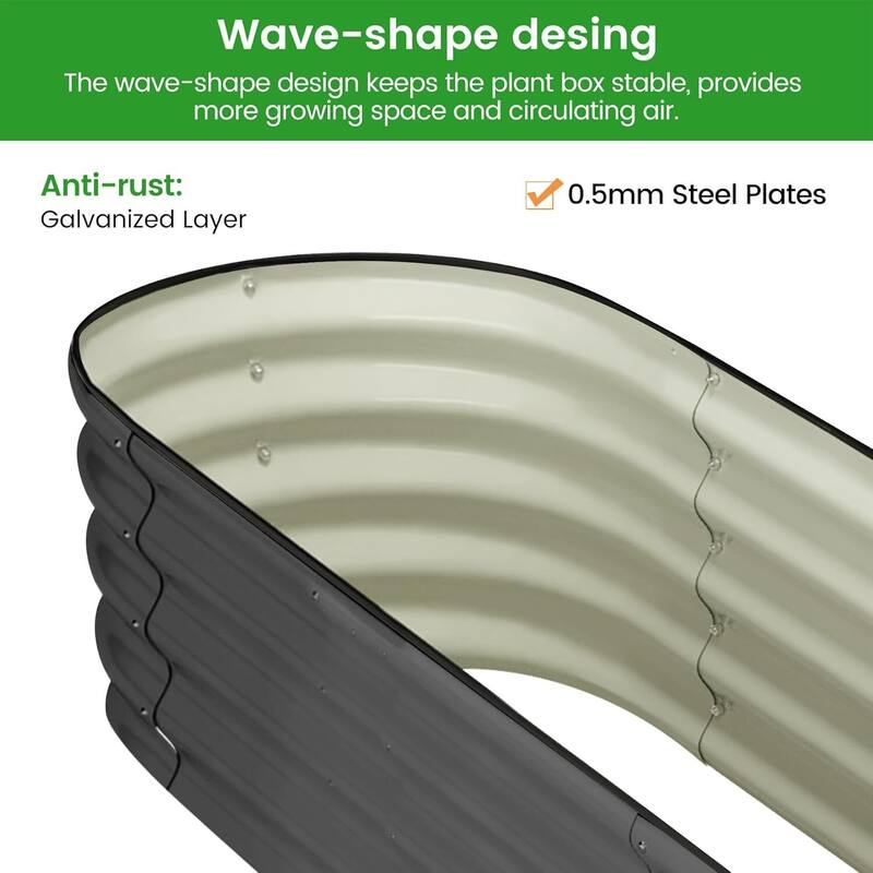 2 Pcs 4.5x2x1.5ft Galvanized Raised Garden Bed, Planter Box for Vegetables, Flowers, Fruits