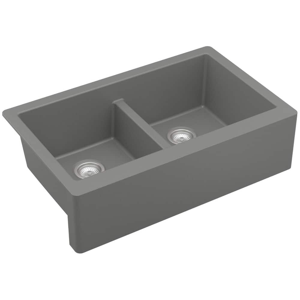Karran USA QA-750 Farmhouse Apron Front Quartz/Granite 34" Double Bowl