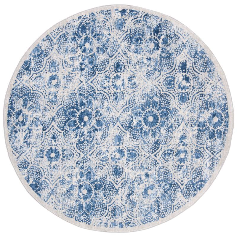 SAFAVIEH Brentwood Cira Traditional Oriental Rug - 6'7" Round - Cream/Blue