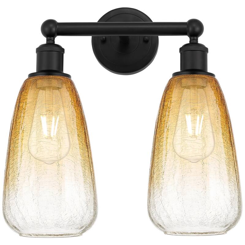 Innovations Lighting Endless Possibilities Edison - Brookhaven Almond - 2 Light 15" Bath Vanity Light - Matte Black/Amber