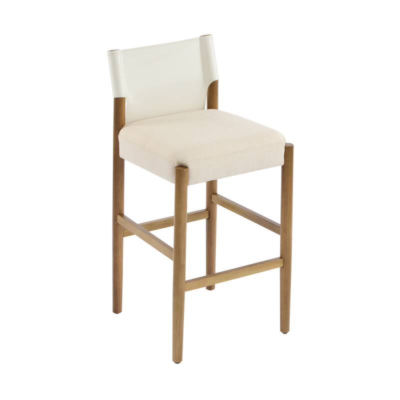 Christopher Knight Home - Mika Modern 28.5" Wood Barstool Set with Neutral Polyester Cushion for Kitchen Island or Home Bar