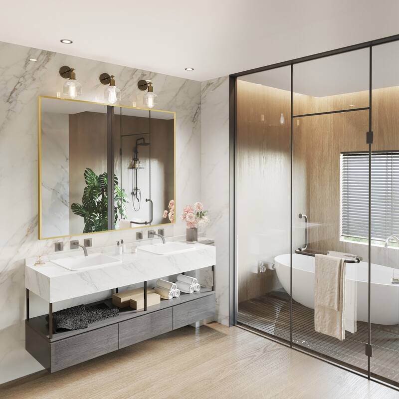 Aluminum Alloy Framed Wall Mounted Bathroom Vanity Accent Mirror in