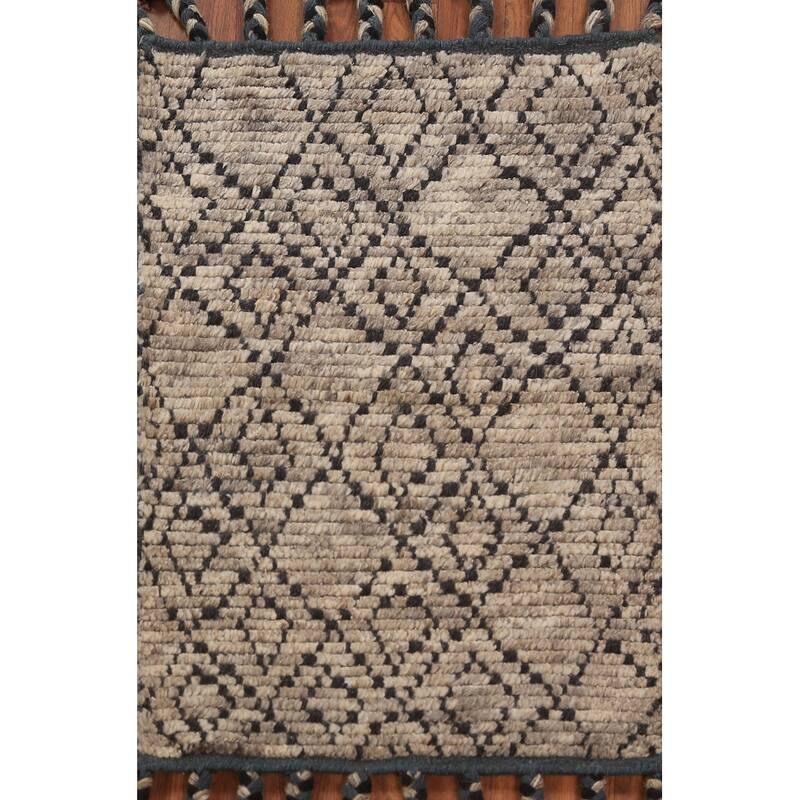Moroccan Oriental Foyer Rug Handmade Geometric Wool Carpet - 2'0"x 3'0"