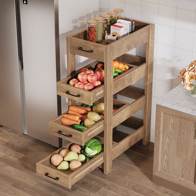 Vertical Standing Basket with 3 Drawers, 3-Tier Fruit Vegetable Storage Tower for Kitchen Kitchen, Living Room