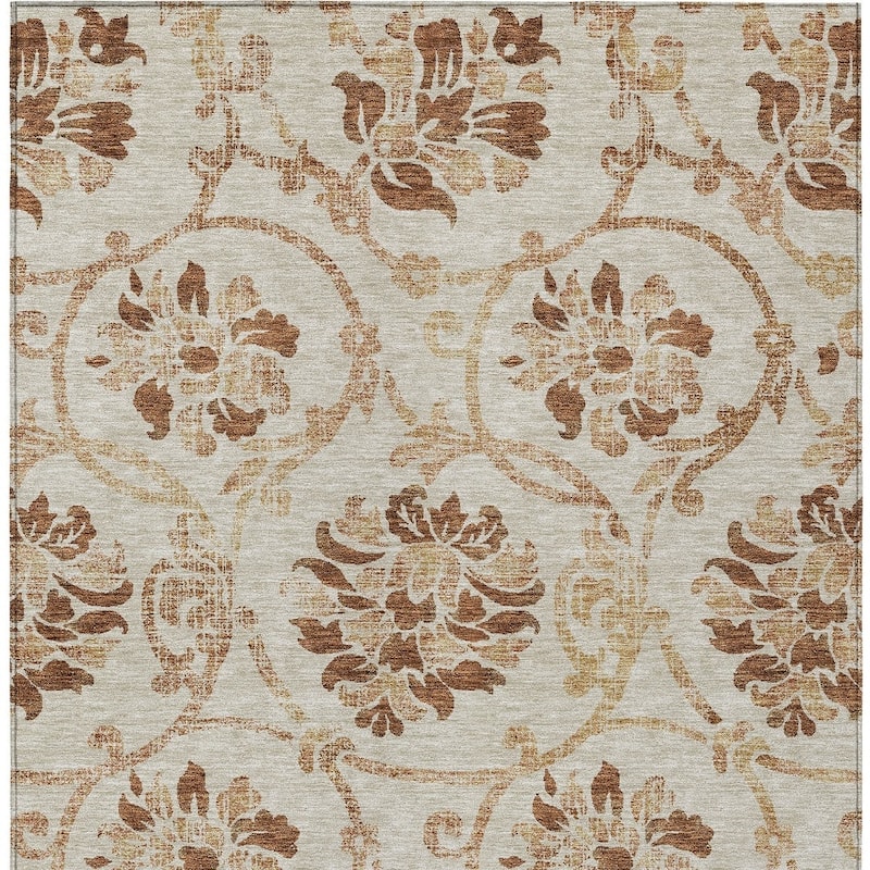 HomeRoots Floral Traditional Rectangle Outdoor Rug