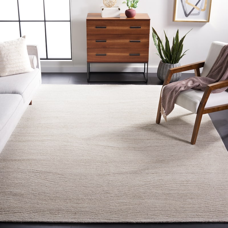 SAFAVIEH Handmade Metro Annarosa Modern Abstract Wool Rug - 8' Square - Natural/Ivory - Square