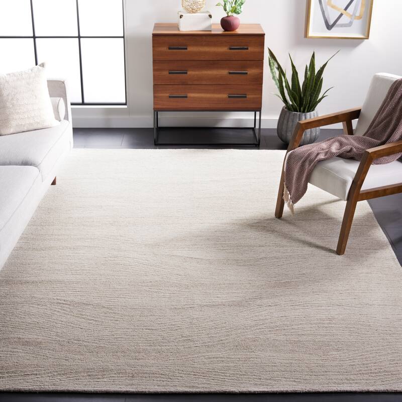 SAFAVIEH Handmade Metro Fetnete Modern Abstract Wool Rug - 8' Square - Natural/Ivory