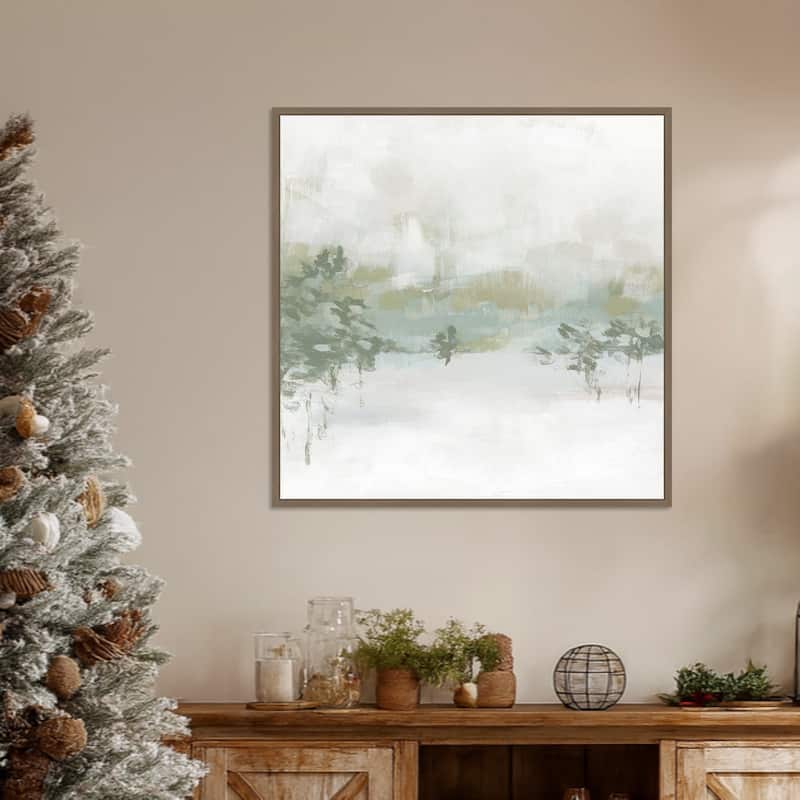 Winter Hillside I by June Erica Vess Framed Canvas Wall Art Print - Sylvie Dark Gold